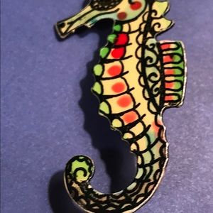 Vintage Enamel Seahorse Brooch